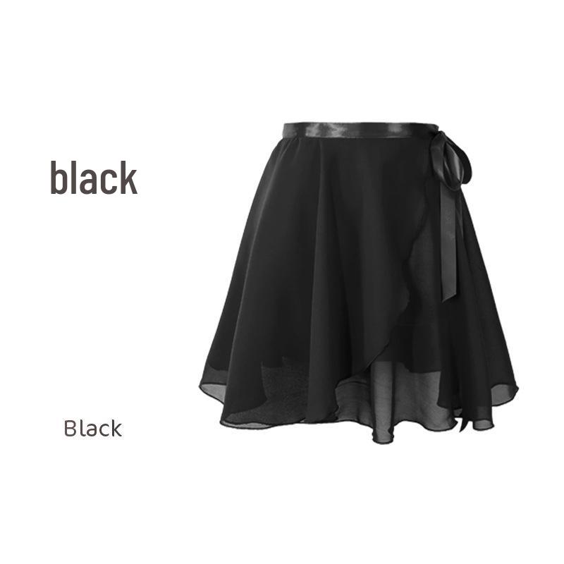 Ballett Übungsrock aus Chiffon für Damen - Kurz, Einteilig, Halblanger Gymnastikkunst-Rock S schwarz