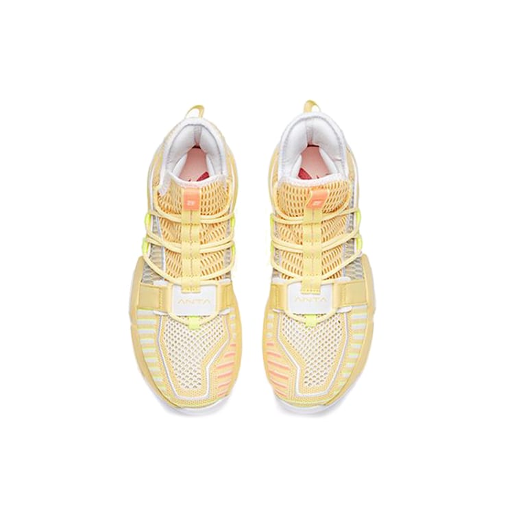 Anta Craze 1 Cushioning Slip Resistant Abrasion Resistant High Top Basketball Shoes Men's Yellow White 112021609-6