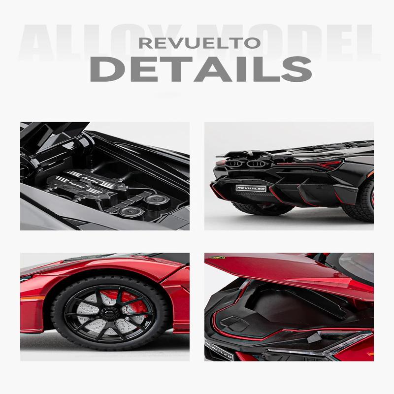 1:24 Lamborghini Revuelto Super Sports Car Alloy Car Die-cast Toy Car Metal Toy Car Model Sound and Light Pull Back Collection Children's Toy
