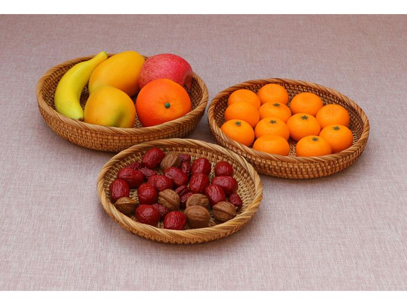 Koszyk na owoce z rattanu w stylu europejskim Stolik kawowy - Nowoczesny wystrój salonu