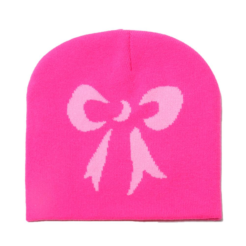 Ins Japanese Korean Version Trendy Versatile Knitted Hat Autumn and Winter New Warm Winter Hat Bow Jacquard Knitted Hat Women