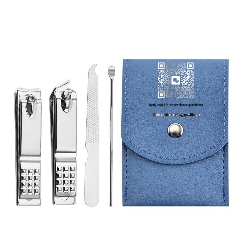 Custom 4-Piece Stainless Steel Nail Care Set: Clippers, Ear Pick, File, and Gift Option