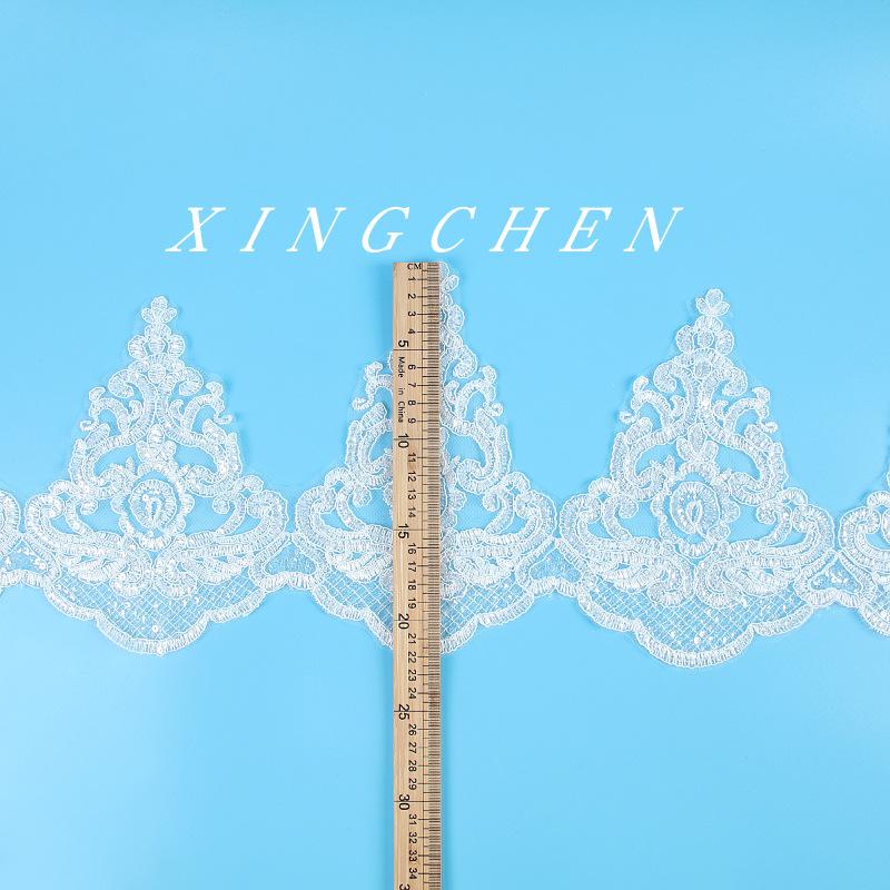 

Ширина 22 см Автомобильная кость Кружево Кружево Блестки Свадебные аксессуары Кружево Сетка, Кружевные аксессуары для юбки платья White/crystal piece (width 22CM)