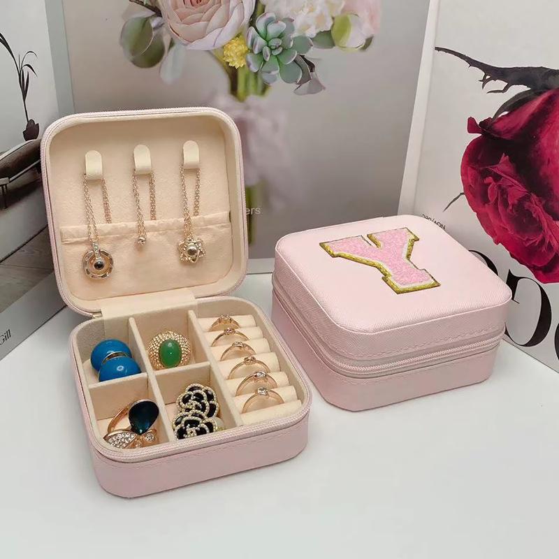 

Mini Jewelry Storage Box Bridesmaid Gift Ideas Travel Jewelry Case Initial Letter with Name Birthday Party Box Mother s Day Gift