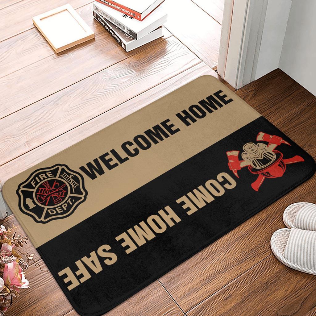 A Firefighter And The Flame Of His Life Live Here Doormat Anti-Slip Entrance Kitchen Door Floor Mat Toilet Rug Carpet Footpad
