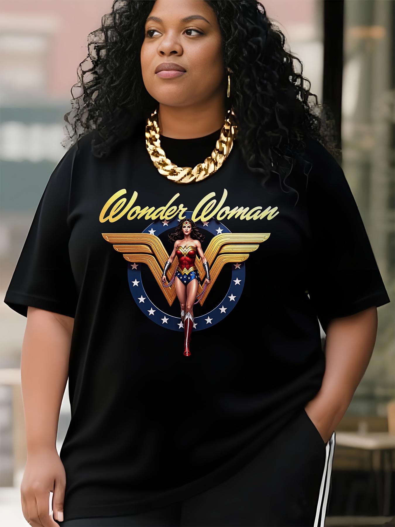 

European size - Casual Short-Sleeve Crew Neck T-Shirt Featuring The Wonder Woman Logo from The Justice League, Designed for Year-Round Comfort 4XL