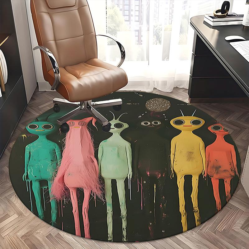 Colorful Alien Round Chair Mat - Home Decor, Office Carpet, Gift for Any Room0253b