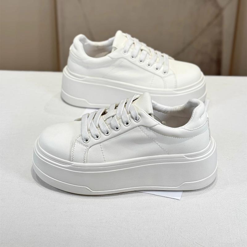 Leather Thick-soled Fashionable Trendy Cool Little White Shoes Women's New Autumn Muffin Round Head Casual Fashion Board Shoes