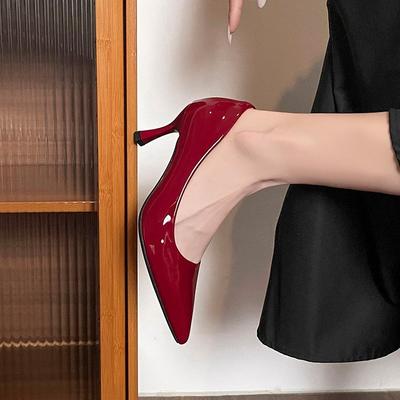 Sheepskin~ High Heels Women's 2025 New French Women's Shoes Autumn Temperament Pointed Commuter Work Shoes Stiletto Single Shoes