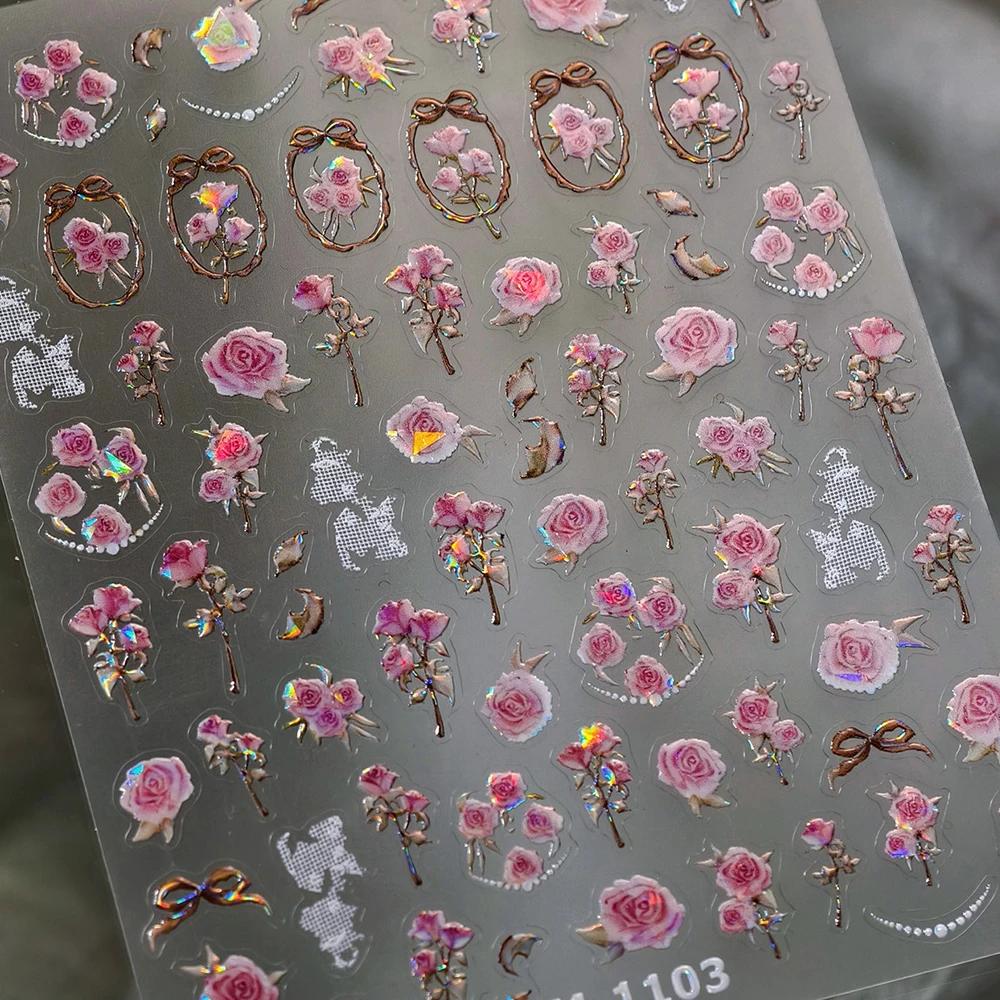 Punk Irregular Lines Metal Silver Stripe Lines Rhinestone 5D Nail Art Sticker Self Adhesive Decoration Manicure Decal DIY