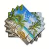 4PC Tropical Beach Scene Placemats with Palm Trees Kitchen Placemats for Party and Restaurant Decorations