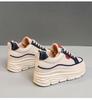 Women's W3672 Color-Block Sneakers 2024: Breathable, Thick-Soled, Wear-Resistant Shoes for Summer and Autumn.