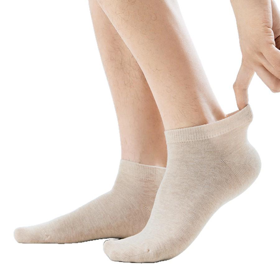 Men's 10A Antibacterial Odor-Resistant Cotton Boat Socks, Sweat-Absorbing, Seamless, Solid Color, Autumn Thin Style