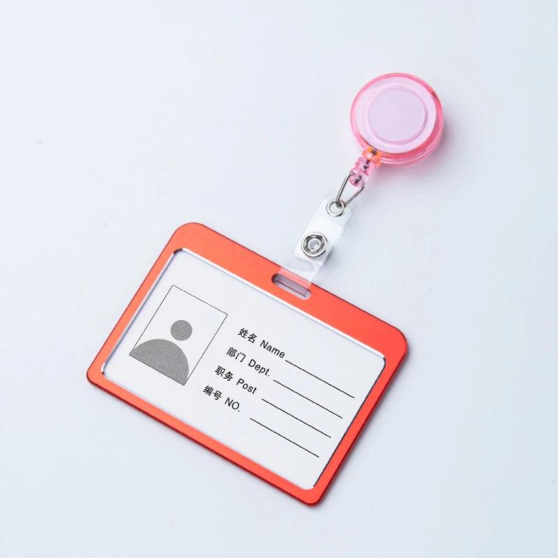 1pc Retractable Pull Badge Holders With Reel Clip Bus Credit Card Case Visit Door Identity Badge Cards Cover Credential Holder