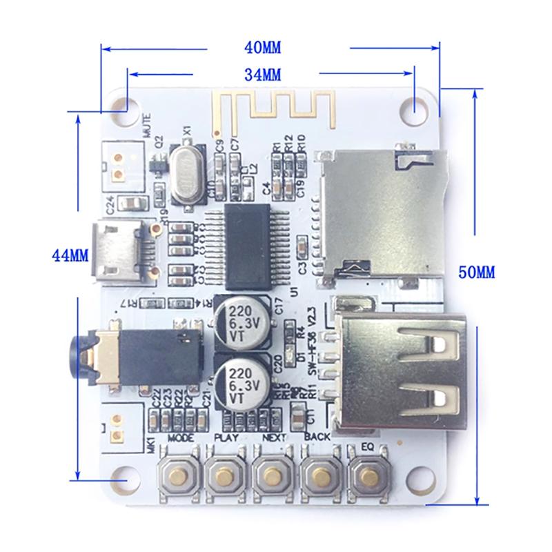 Bluetooth Audio Receiver Board With Usb Tf Card Slot Decoding Playback Preamp Output A7-004 5V 2.1 Wireless Stereo Music Module