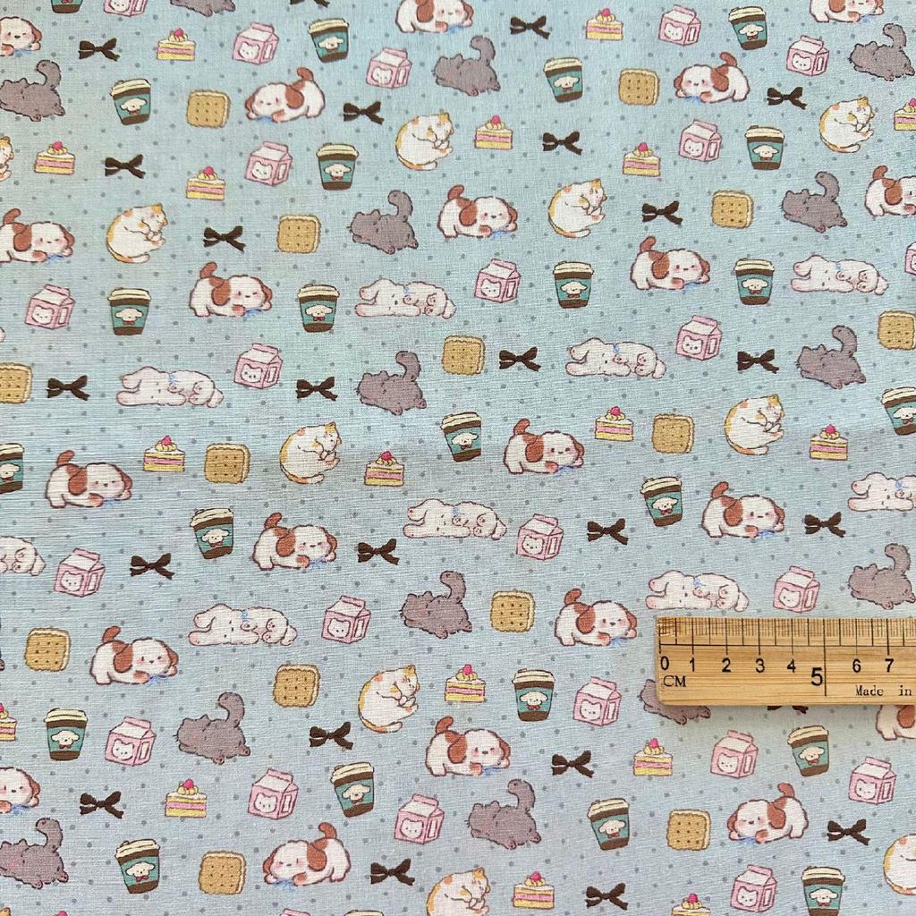 Korean Style Cartoon Animal Floral 100% Cotton Fabric for Women's & Children's Clothing, Family Outfits, Homewear & DIY Projects