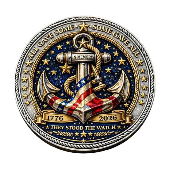 Carved Challenge Coin Guardians of The Sea Coin, They Stood Watch Souvenir Double-sided Engraved Collectible Gift for Navy Veteran Decoration
