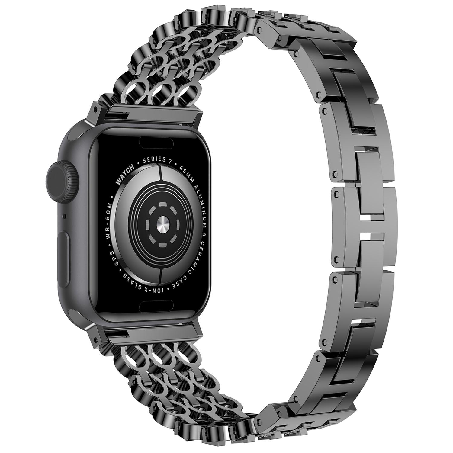 

Для Apple Watch 10 46 мм/Ultra 2/Ultra 49 мм/9 8 7 45 мм/SE (2023) SE (2022) SE 6 5 4 44мм/3 2 1 42мм Стильный ремешок для часов из цинкового сплава Black
