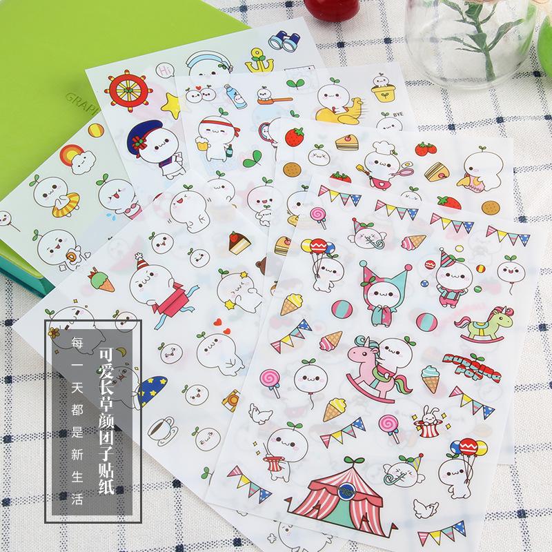 6PCS/set DIY Kawaii Cute Drawing Market Planner Book Diary Decorate Stationery Stickers PVC Transparent Scrapbooking