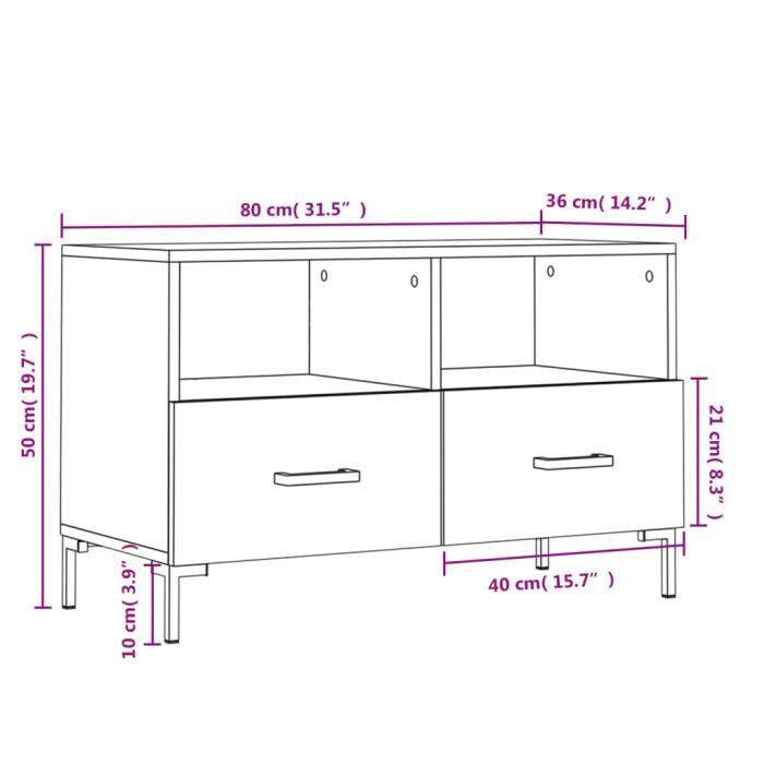 VidaXL TV Stand Black 80x36x50 Cm Engineered Wood 828973