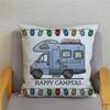 45X45Cm Happy Campers Owl Motorhome Print Pillow Case Soft Polyester Sofa Car Seat/Back Cushion Cover For Home Decor Pillowcases