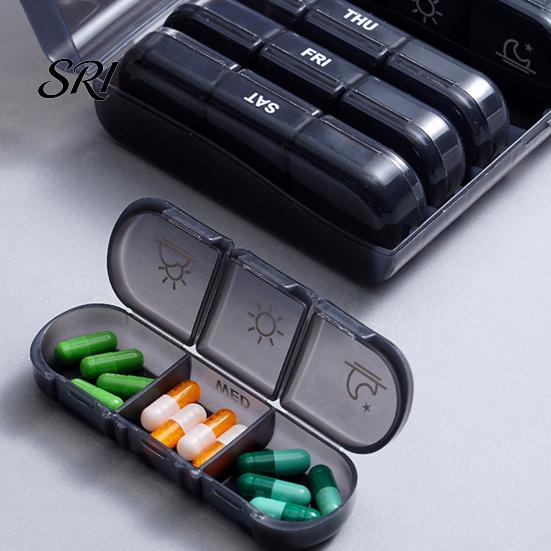 Easy To Use Pill Organizer Weekly with 21 Grids Open Flip 7 Day Container Cover Leak Proof Travel Safe Box for Health Supplements Medication Reminder