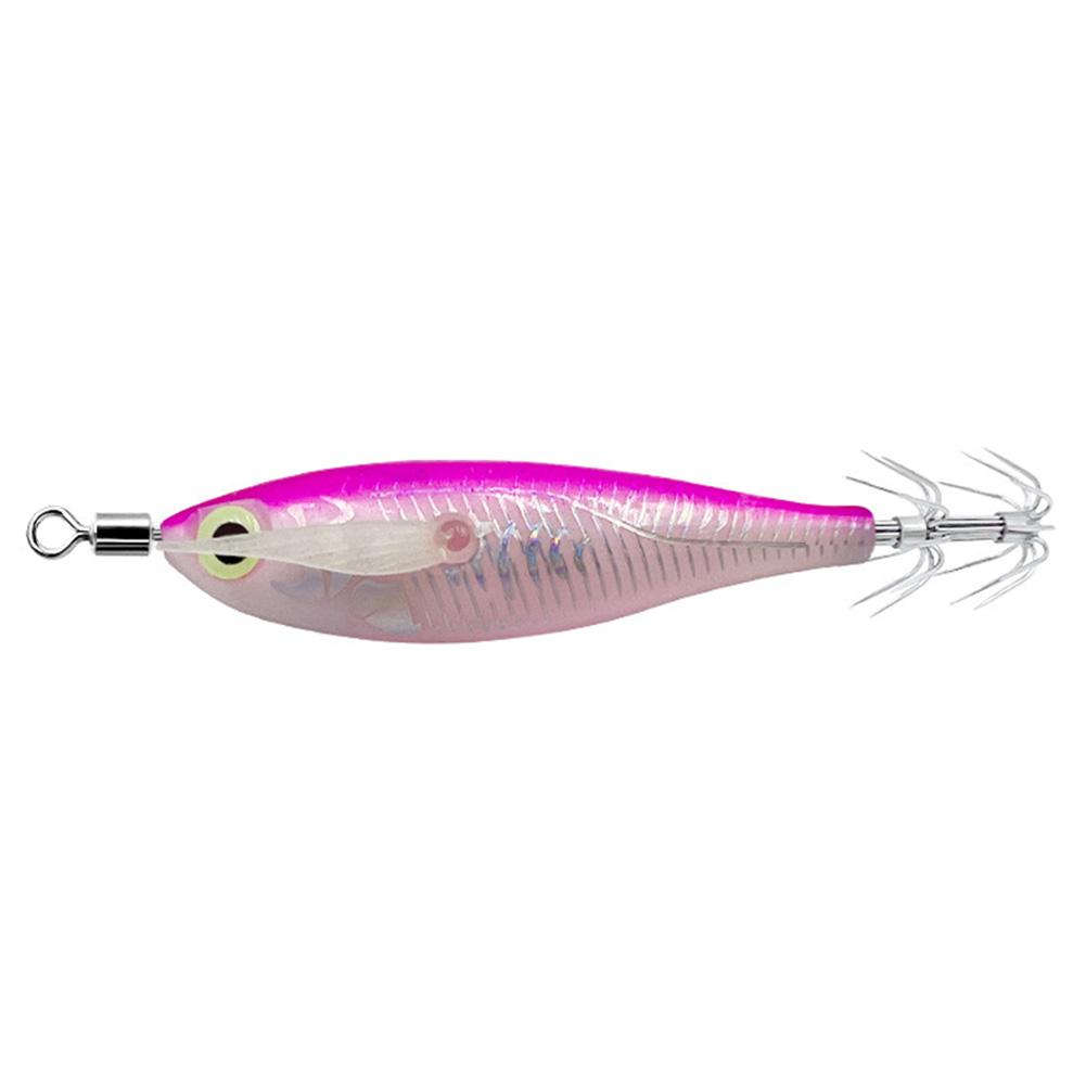 Luminous Artificial Squid Hook Horizontal Prawn Hook 80mm Wood Shrimp Cuttlefish Hard Bait for Cuttlefish Sea Fishing
