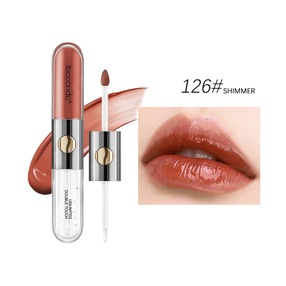 Doppelseitiger Lip Glaze Matte Lipgloss, wasserfester, nicht verschmierender und Make-up-freier Lippenstift. Doppelseitiger Lipgloss