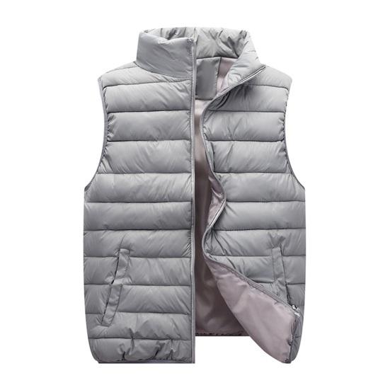 Couple Winter Waistcoat Thick Padded Windproof Cold Resistant Unisex Sleeveless Stand Collar Zipepr Closure Neck Protection Smooth Down Coat