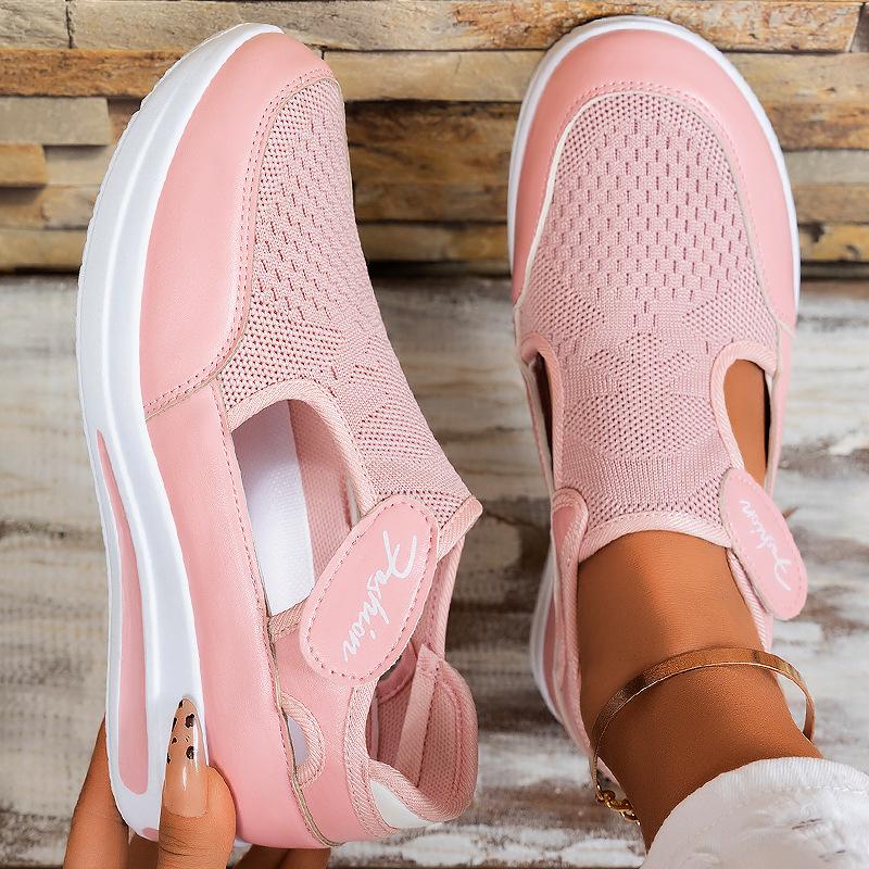 Women's Plus Size Casual Mesh Wedge Heel Shoes with Magic Tape