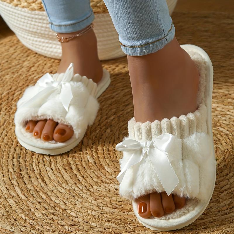 

Winter Women s Soft and Comfortable Slippers Casual Open-toe Indoor Shoes Non-slip Home Warm Slippers 36-37 белый