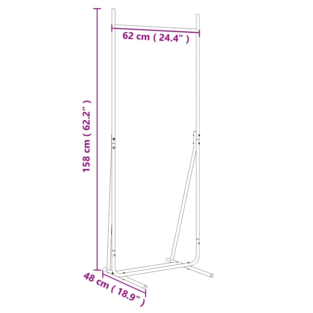 Clothing Rack Black 62 x 48 x 158 cm Steel