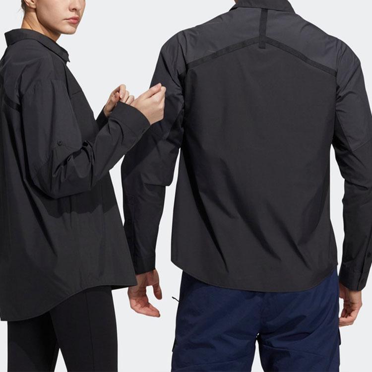 adidas Casual Sports Solid Color Breathable Long Sleeve Shirt Men Tops Black H13776