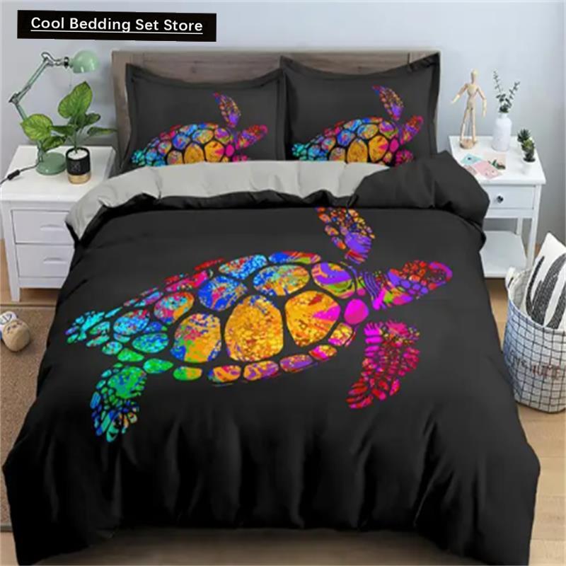Turtles Bedding Sets Anime Sea Turtles HD Bedspread for Teens Girls Fashion Twin Single Queen King Full Size Duvet Cover