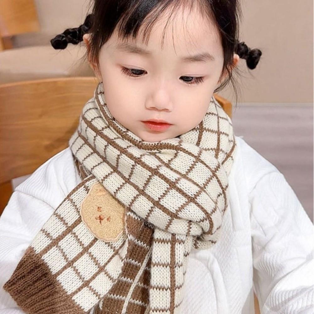 Winter Warm Children's Scarf Cute Bear Neck Cover Cute Striped Knitted Scarf