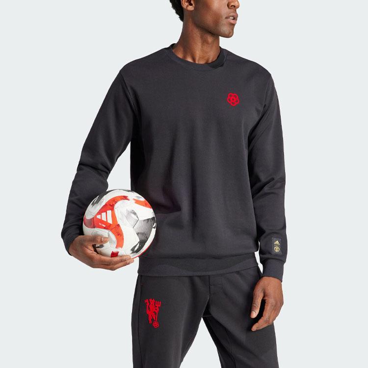 Adidas FW23 Chinese New Year Man Utd Paper-Cut Logo Crew Neck Sweatshirt Men Tops Black IP9184