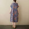Summer Thin Cotton and Linen Retro Mid Length Dress with Feminine Temperament