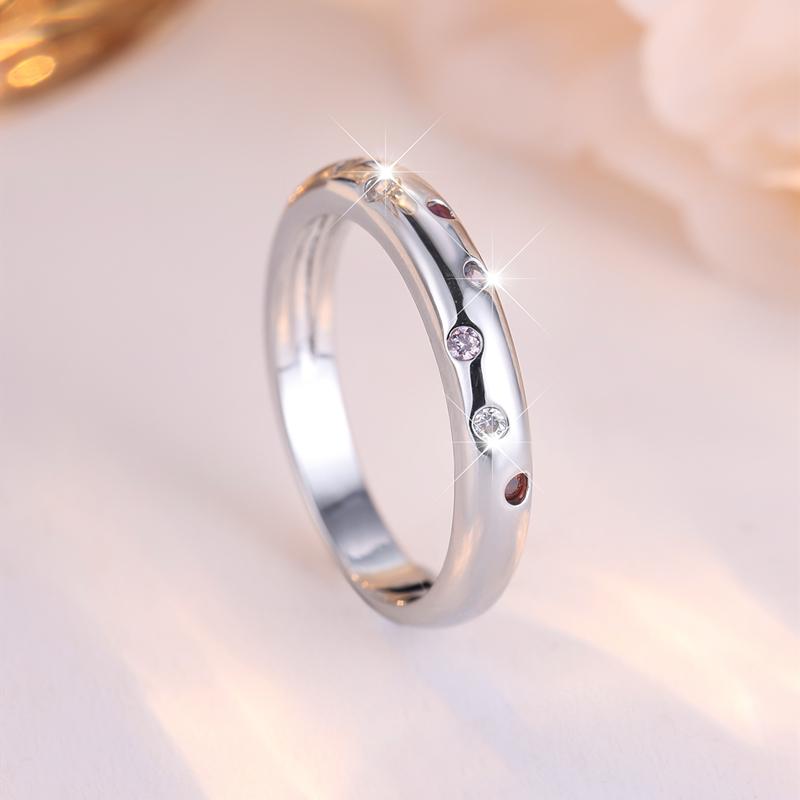 Simple Colorful Zircon Engagement Rings for Women Fashion Silver Color Wedding Bands Minimalist Finger Jewelry