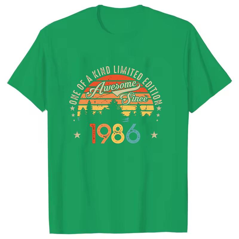 

One of a Kind Limited Edition 1986 Pattern Unisex Women TShirt Short Sleeves Harajuku Unisex Fun Tee Trend Large Size Couple Tops 4XL