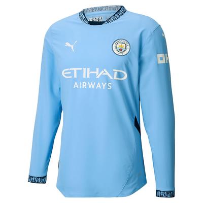Manchester City 2024/25 Letter Print Crew Neck Long Sleeve Soccer Jersey Unisex Tops Blue 775183-01