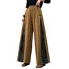 Women's Ethnic Retro Jacquard Wide-Leg Pants, Spring 2025 - Loose, Slimming, Frog Button Patchwork Culottes