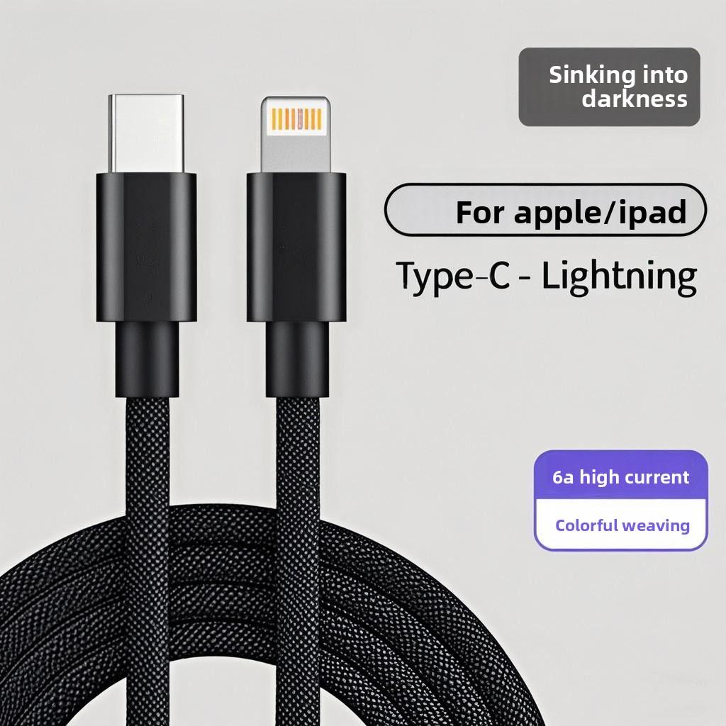 Compatible with Apple PD Fast Charging Braided Data Cable, Dual-ended Type-C 66W Mobile Phone Charging Cable