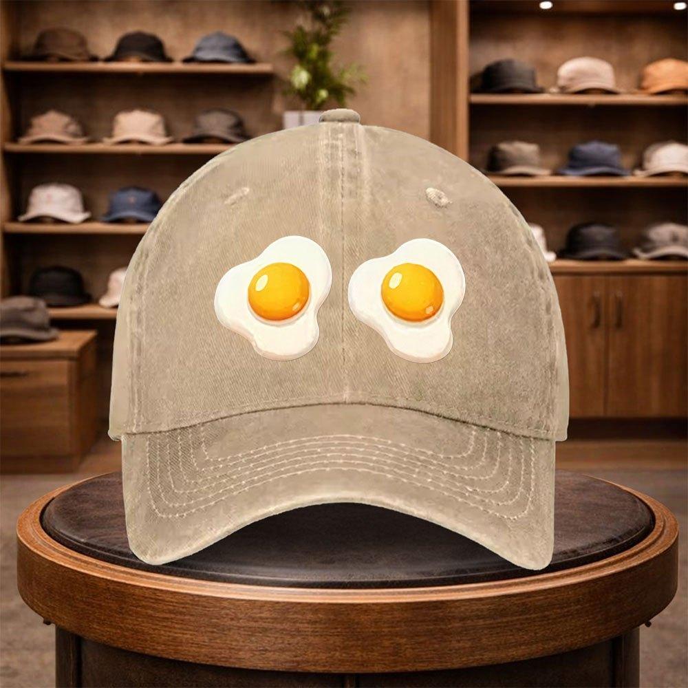 Baseball Cap with Two Fried Egg Prints Casual Snapback Fashion Hat Adjustable Outdoor Leisure Cap for All Seasons Ideal fo