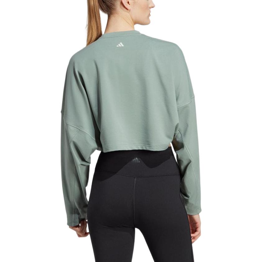 adidas Sweatshirts Women's Silver Green Crew Neck Moderate Regular HR5086