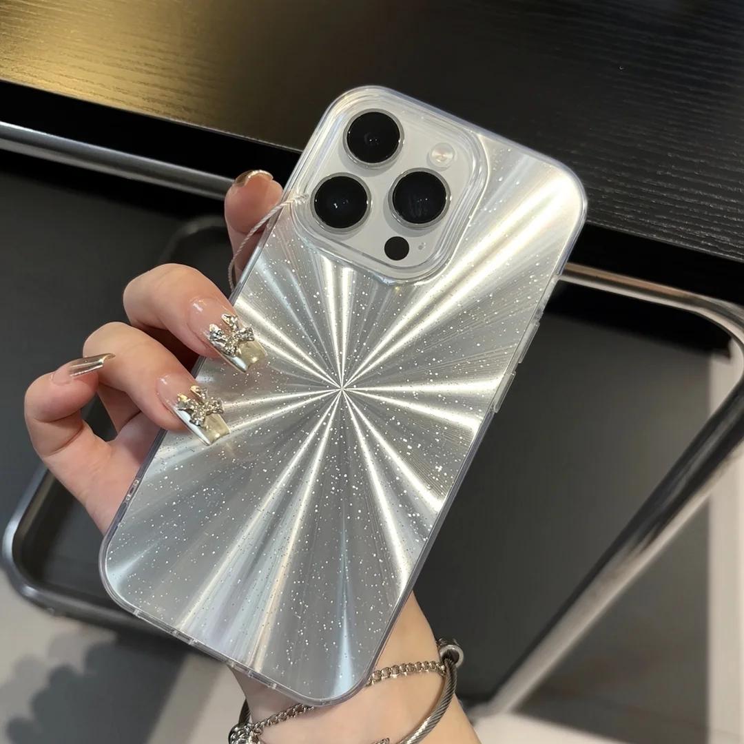 

Роскошный чехол для телефона с лазерным блестящим узором Camlet для iPhone 11 12 13 14 15 Pro Max Plus, противоударный чехол-бампер For iphone 11Pro бежевый