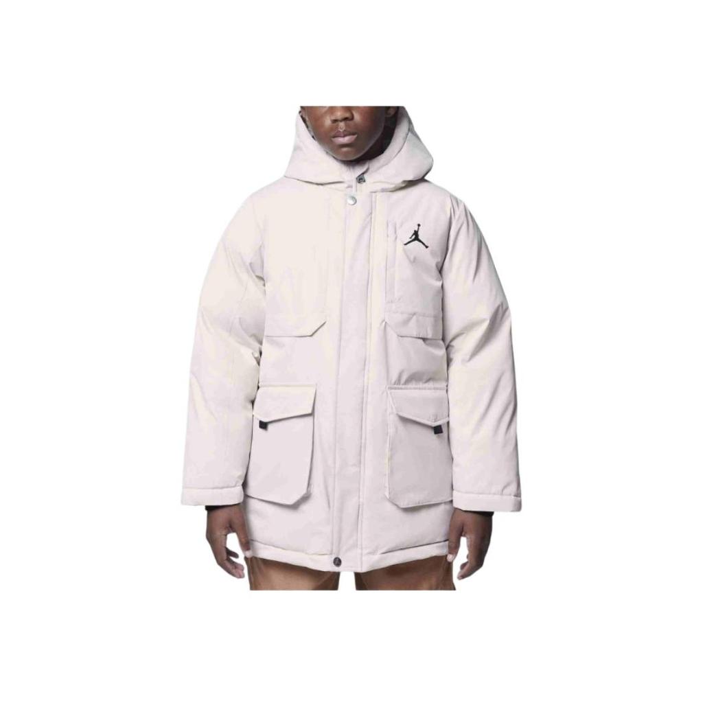 Jordan Mid-Length Hooded Comfortable Solid Color Jacket Kids Jackets Light-Brown HQ8268-271