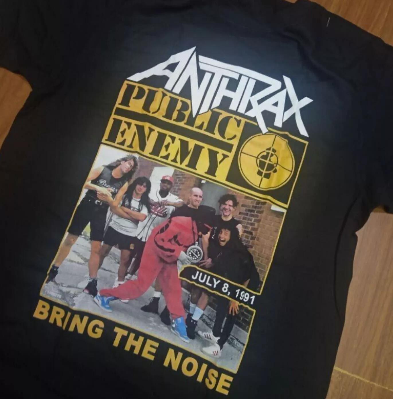 

Bring The Noise Anthrax Public Enemy Cotton Black Tshirt American Men Women Hip-hop Street Metal Short-sleeved Band Singer Top S