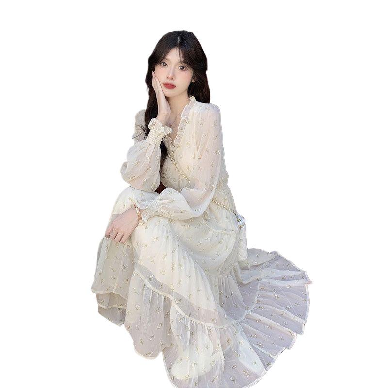 2026 Early Autumn Women's French Style Long Sleeve Slimming A-line Dress