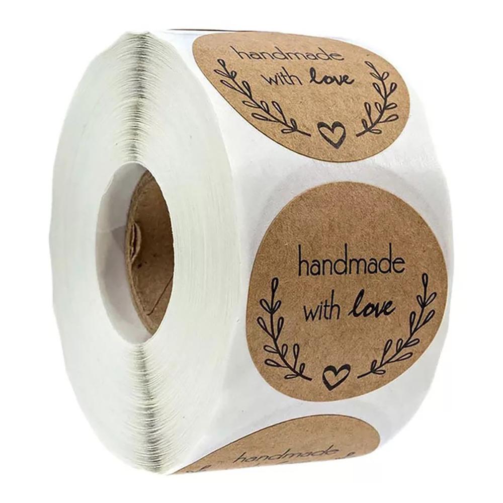 100-500Pcs Vintage Kraft Paper Stickers Scrapbook Gift Stationery Label Stickers Handmade With Love Thank You For The Stickers