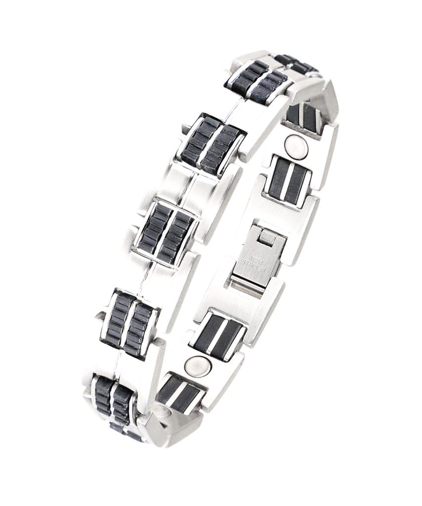 Sabona London 353 Executive Rubber Stainless Steel Magnet Bracelet